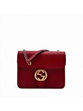 Gucci Interlocking GG Red Leather Chain Crossbody Bag